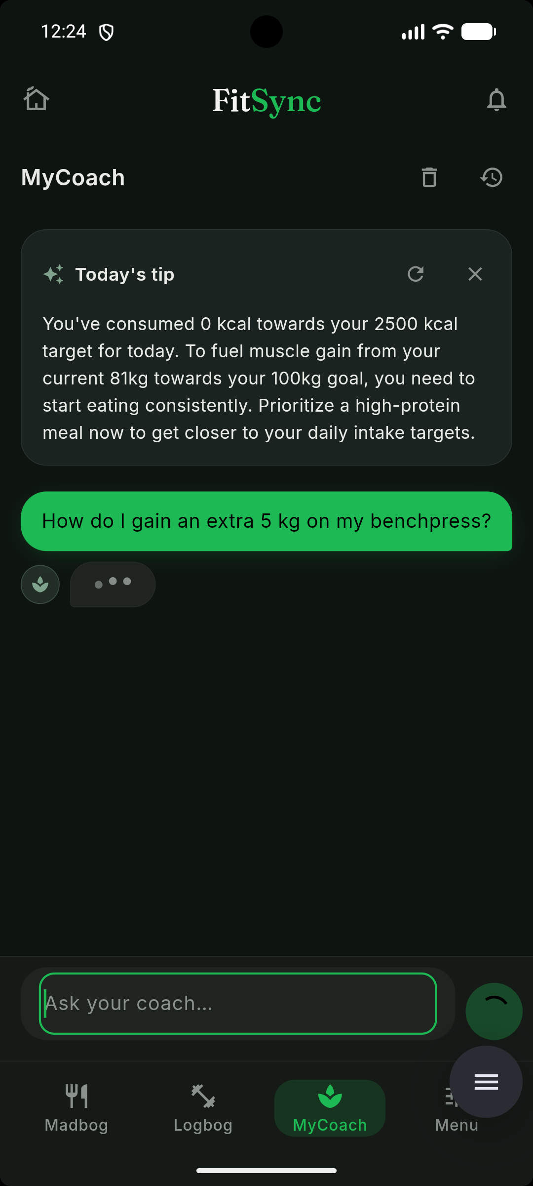 FitSync MyCoach AI chat